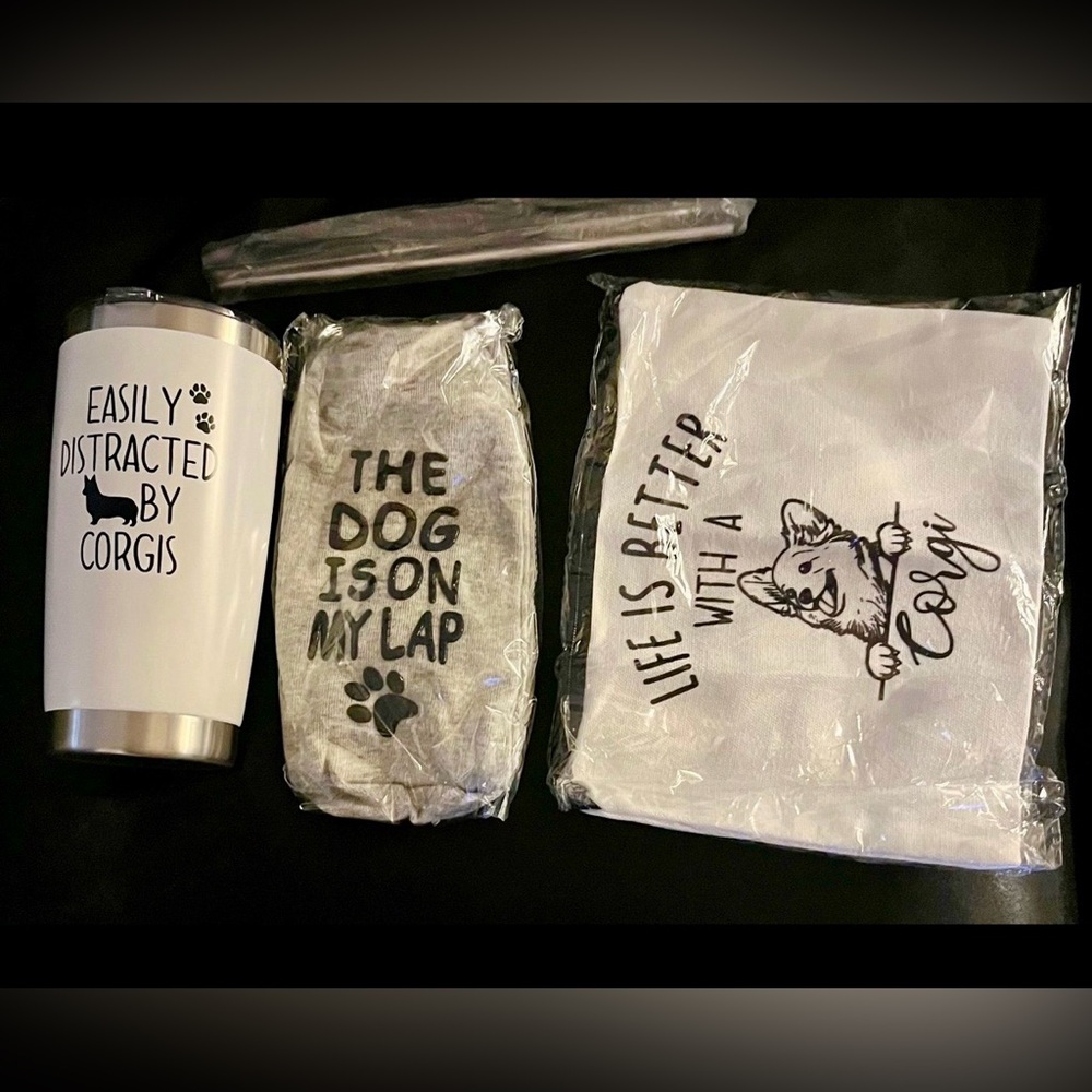 Corgi Themed Gift Set with Tumbler and Socks